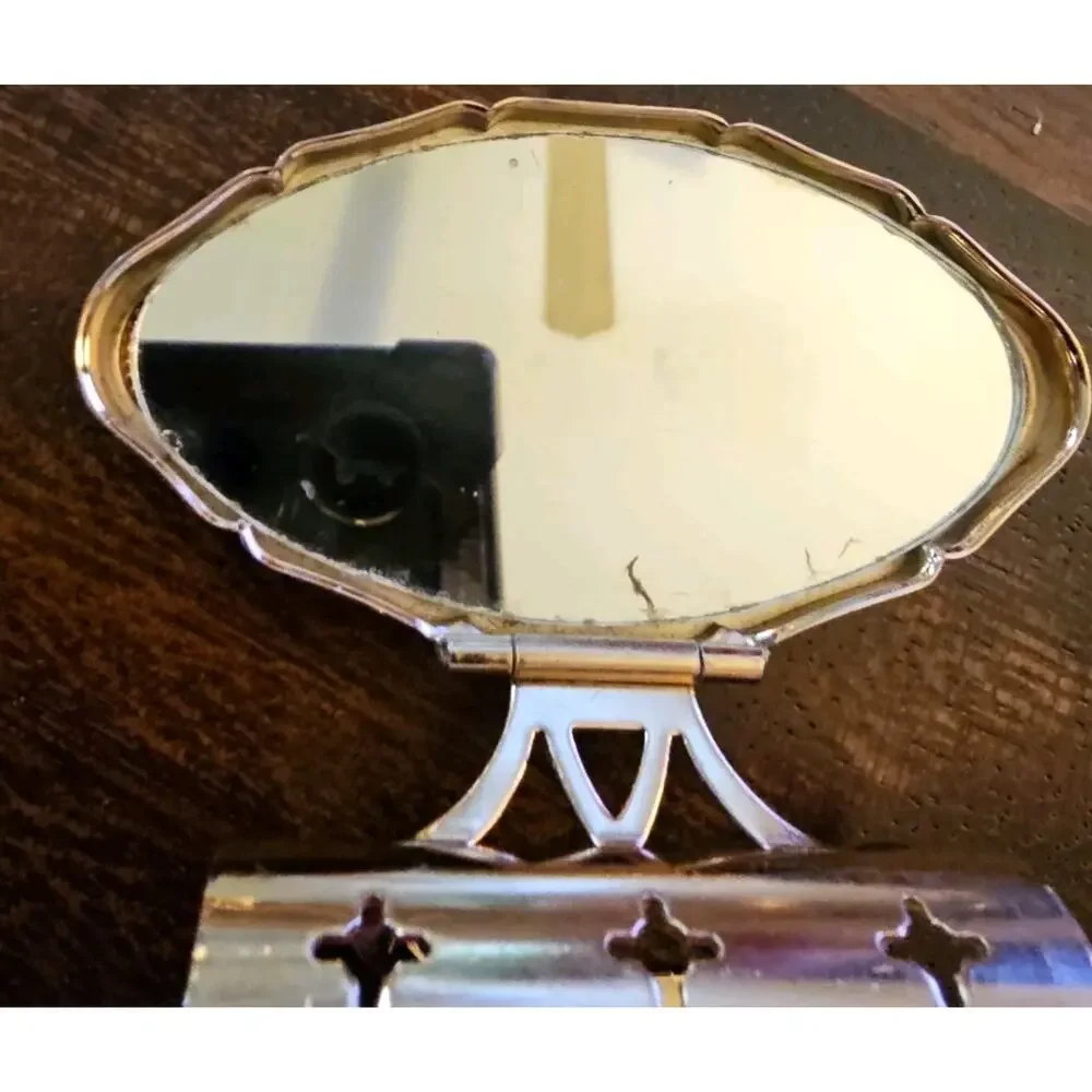Vintage peacock enamel lipstick holder (metal compact case) Good...